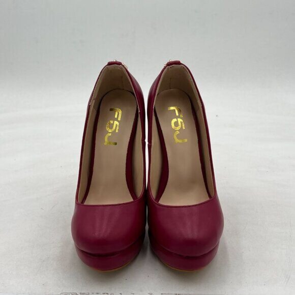 FSJ Dark Red Classic Stiletto Heels Platform Pumps Pointed Toe Formal Shoes - Picture 3 of 7